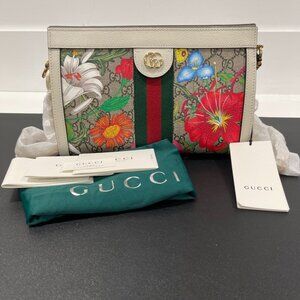 Gucci Ophidia Chain Shoulder Bag Flora GG Coated Canvas Small (160878)